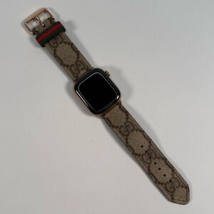Upcycled Gucci GG Canvas Web Stripe Apple Watch Band 38 40 41 42mm Gold